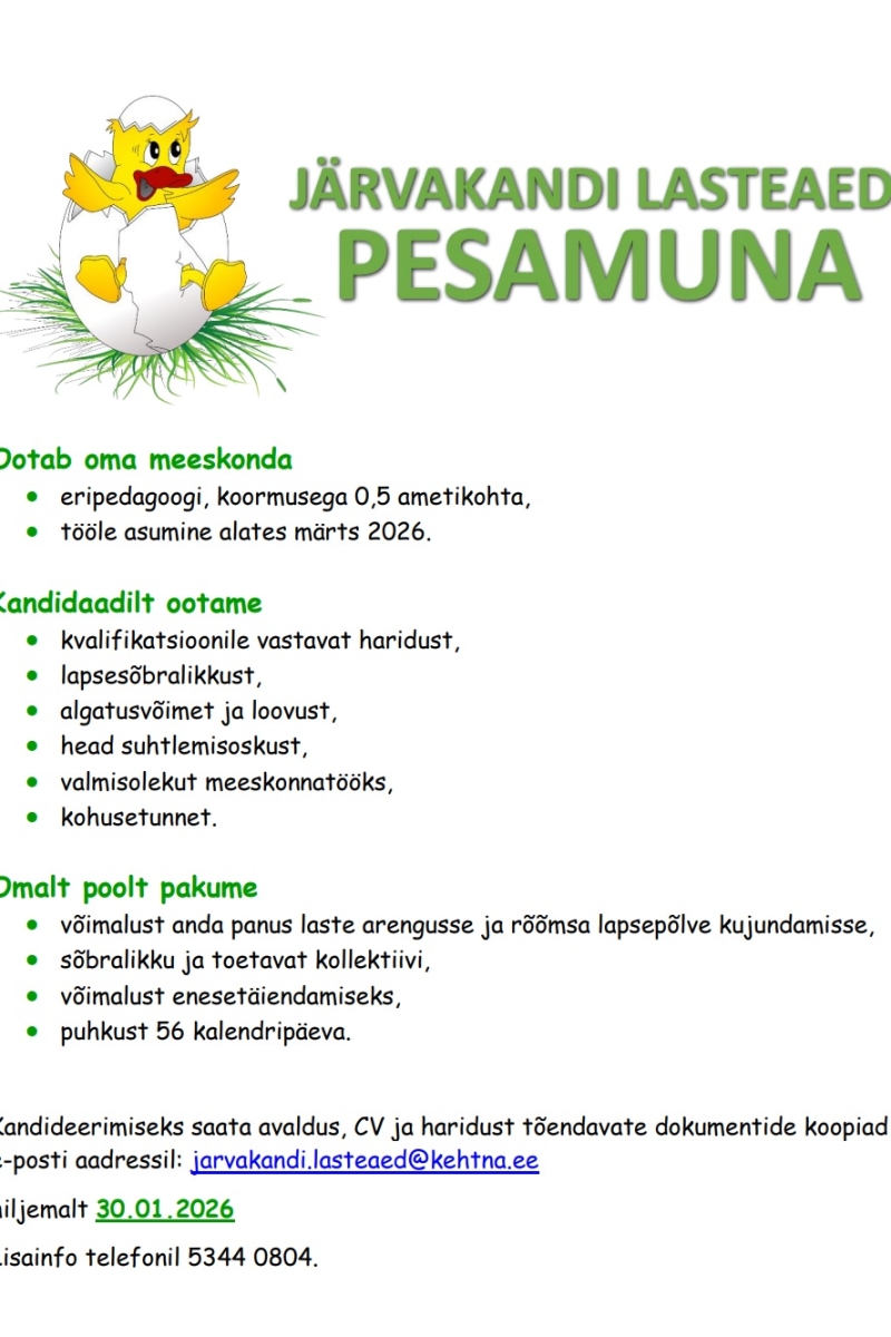 Ootame oma meeskonda eripedagoogi!